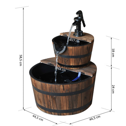 Outsunny Fuente De Agua De Madera En Cascada De 2 Niveles Con Bomba Eléctrica_2