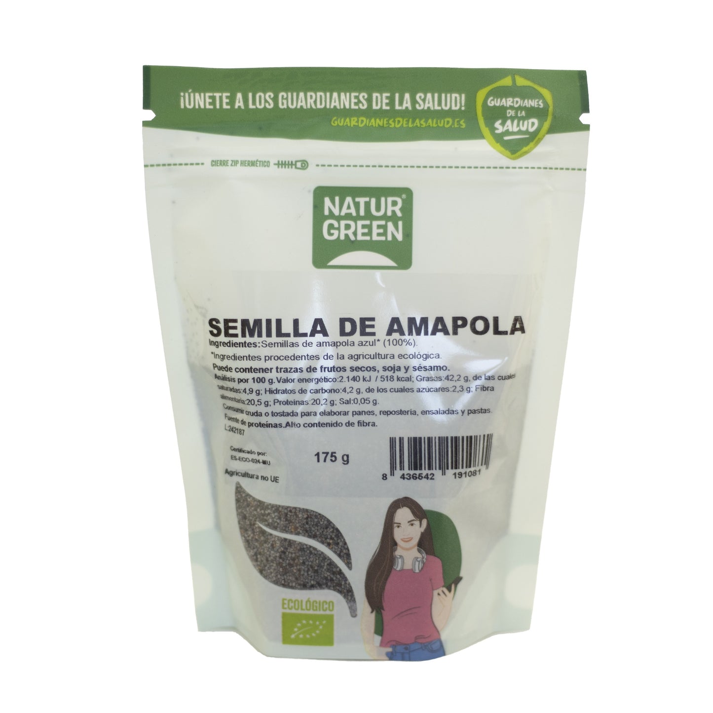 Semillas de Amapola Ecológicas Naturgreen 175 g