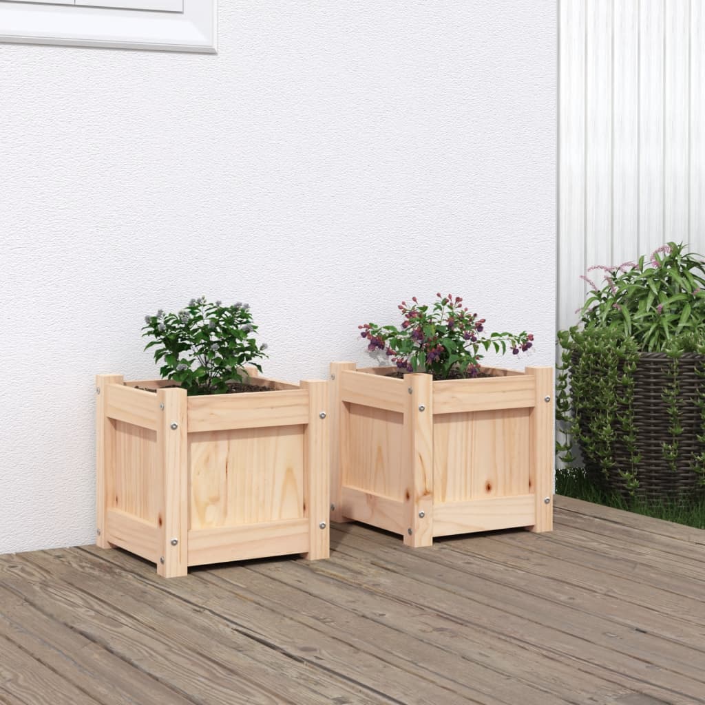 Jardineras De Exterior 2 Unidades Madera Maciza De Pino_1