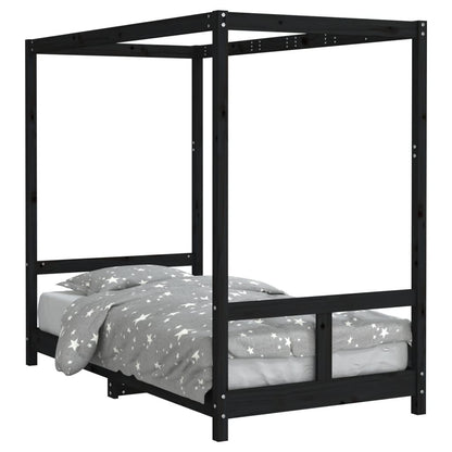 Vidaxl Estructura De Cama Para Niños Madera De Pino Negro 80x160 Cm_0
