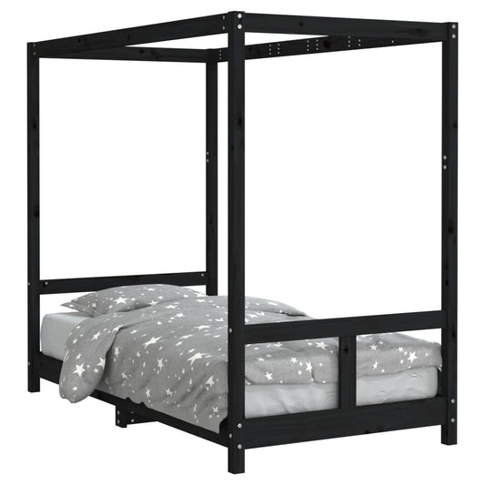 Vidaxl Estructura De Cama Para Niños Madera De Pino Negro 80x160 Cm_0