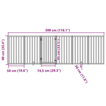 Vidaxl Puerta Para Perros Con Puerta Plegable De 6 Paneles, 300 Cm, Madera De Álamo_2