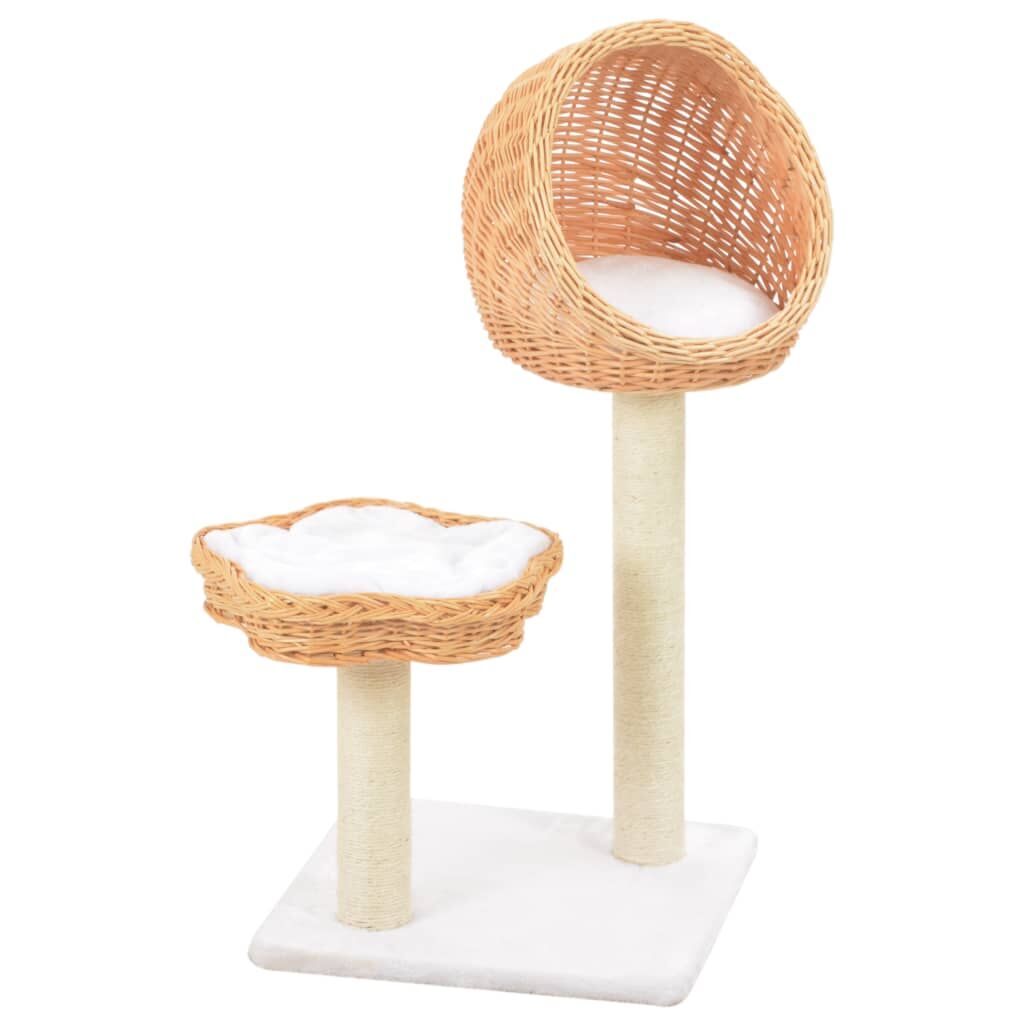 Vidaxl Rascador Para Gatos Con Poste De Sisal Madera Natural De Sauce_1