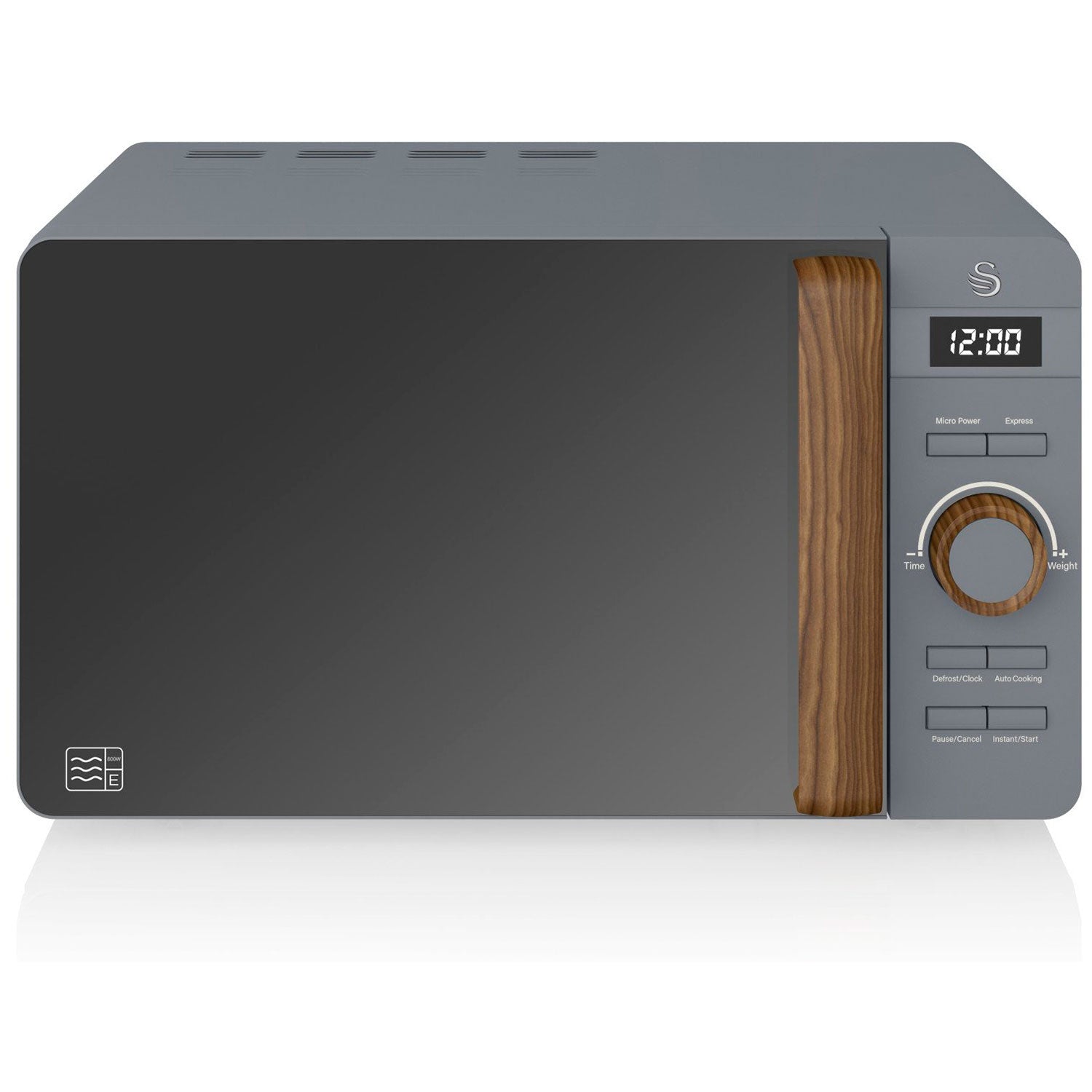 Swan Nordic Microondas Digital, 20l, 6 Niveles, Temporizador, Tirador Efecto Madera, Diseño, Sm22036gryneu, Gris 800w_0