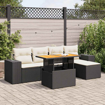 Set De Sofás De Jardín 6 Piezas Y Cojines Ratán Sintético Negro / Vetonek_5