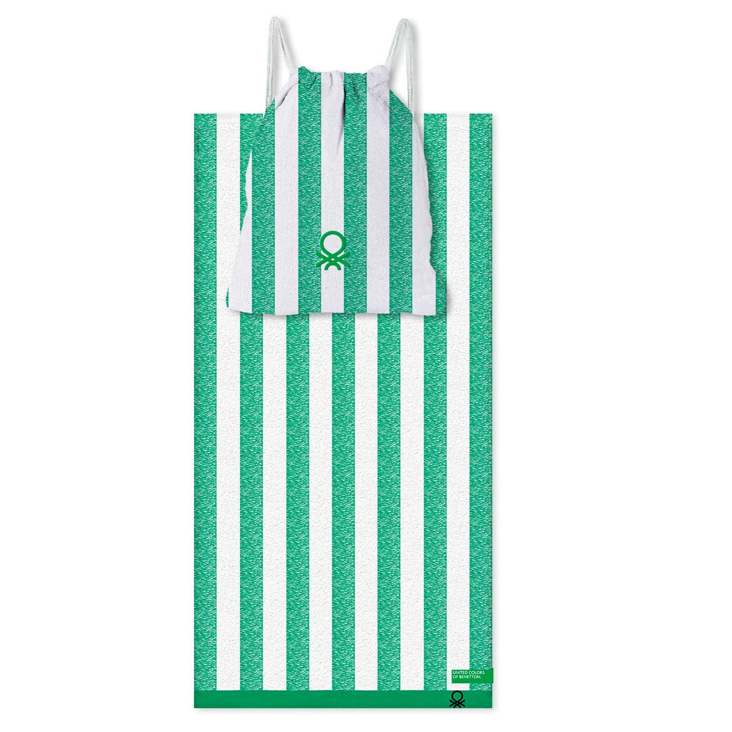 Set 2pc Toalla De Playa (toalla 90x160cm + Bolsa 144tc Hilo Teñido) Verde Rainbow Be_0