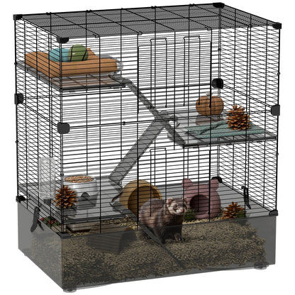Pawhut Jaula Para Hurones De 4 Niveles Con Bandeja Inferior 73x47x80 Cm Negro_0