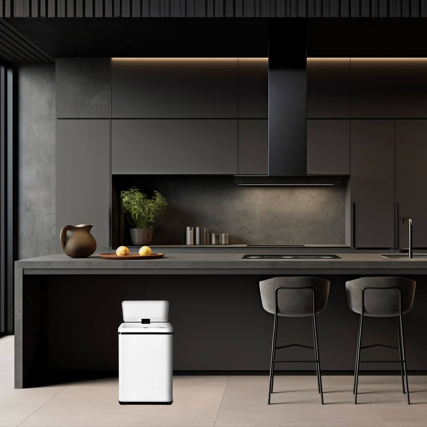 Cubo Reciclaje 15l+15l Sin Patas Apertura Auto Blanco