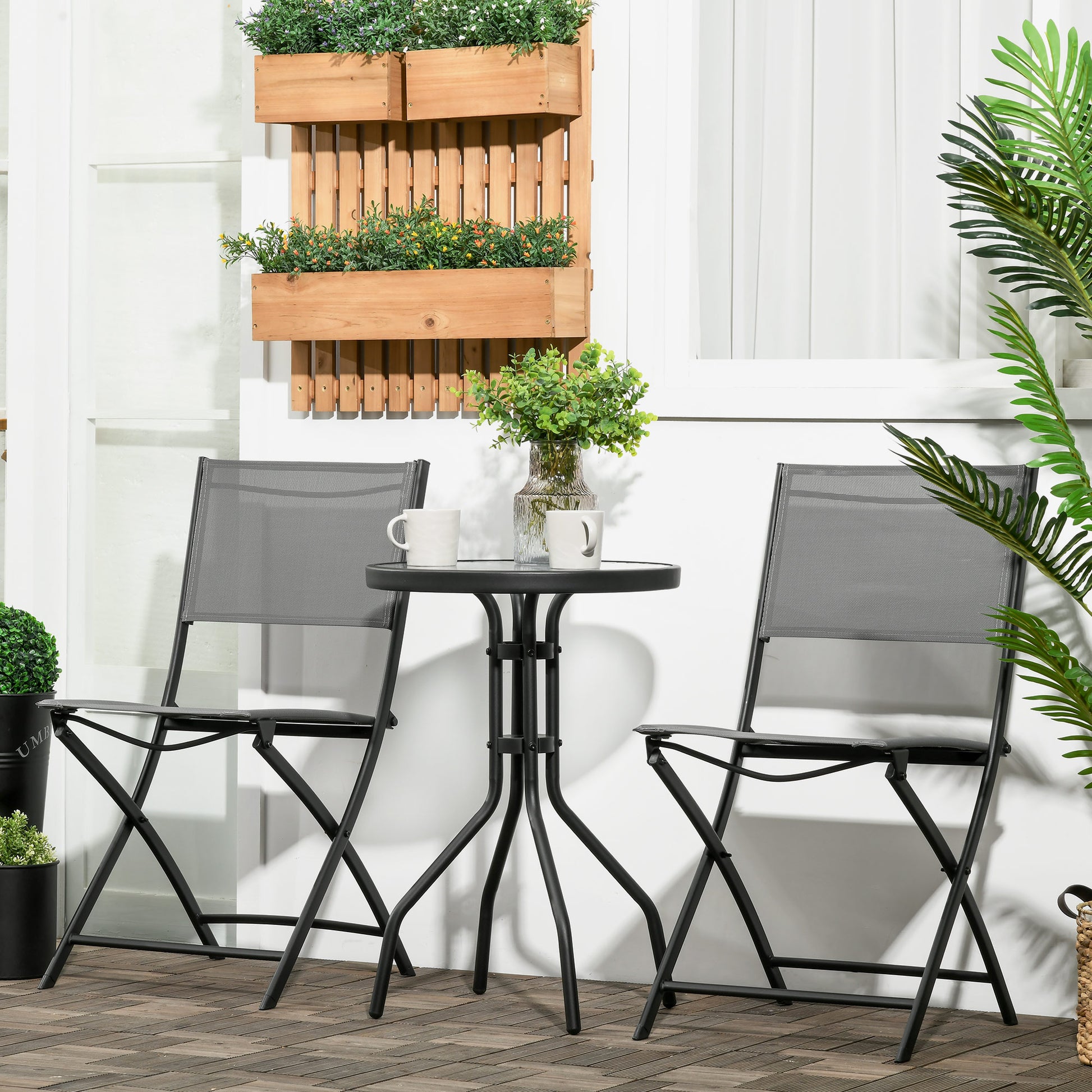 Outsunny Conjunto De Muebles De Jardín 3 Piezas Incluye Mesa 2 Sillones Plegable_1