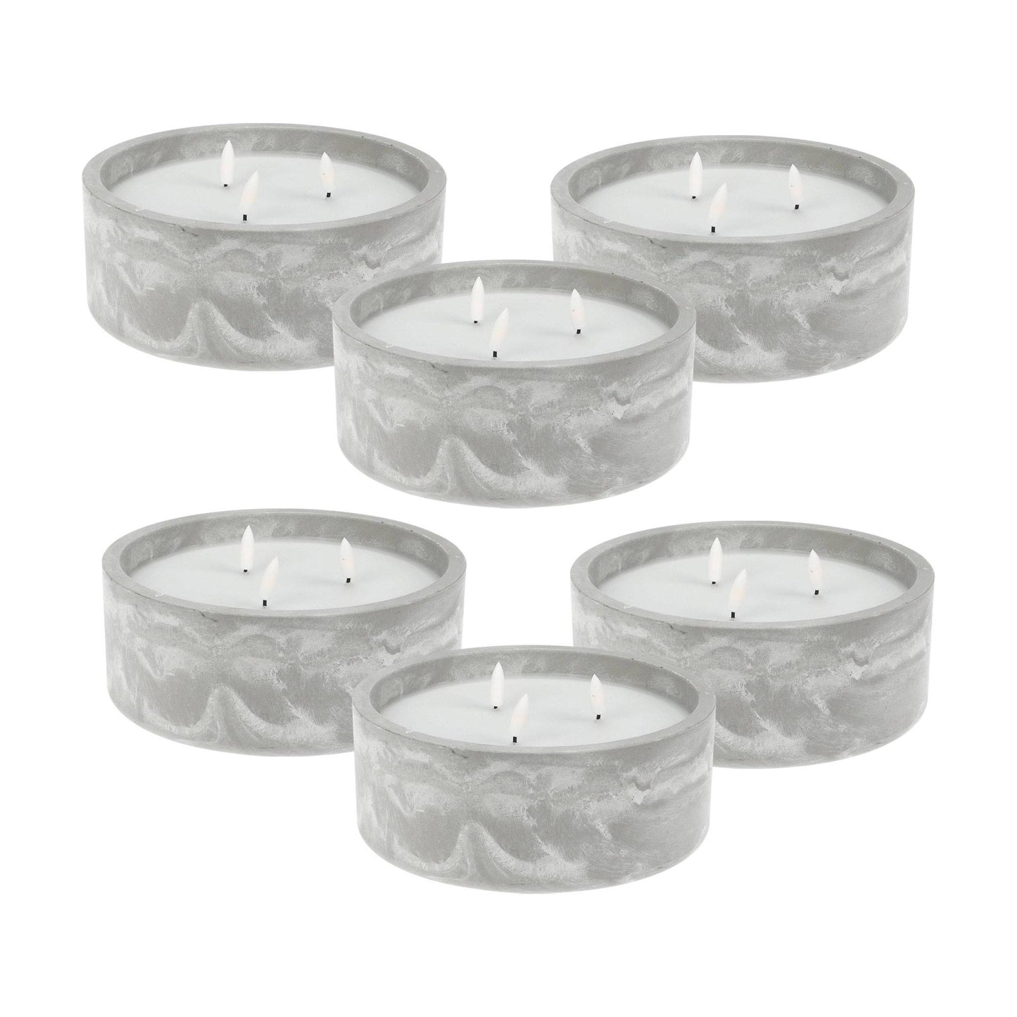 Well Home - Pack 6 Velas Led Redonda Gris Marmolado