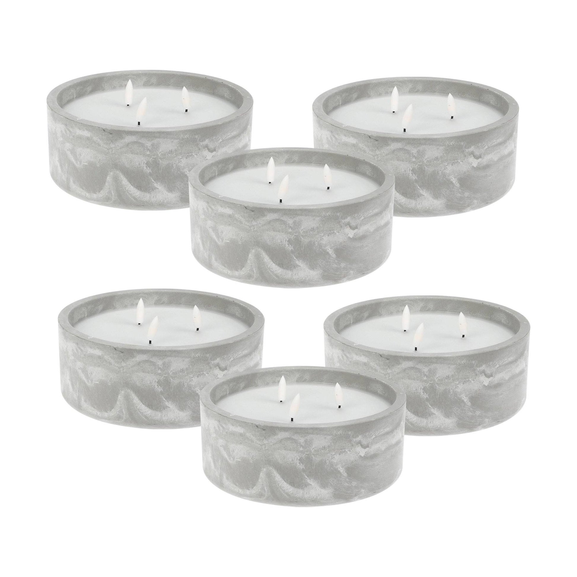Well Home - Pack 6 Velas Led Redonda Gris Marmolado