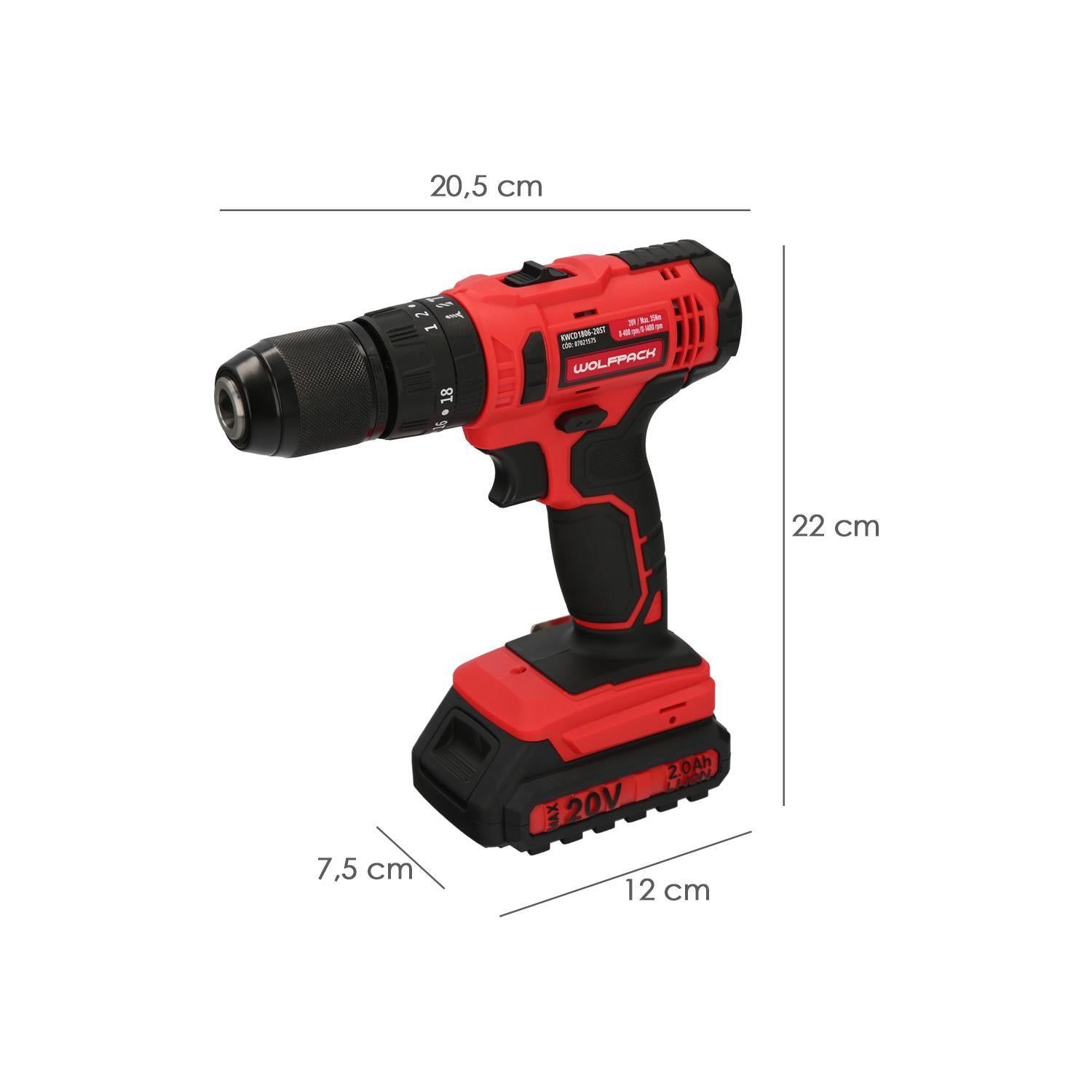 Taladro Atornillador 20 V. Con 2 Velocidades Y Percutor. Bateria 2 Ah. Par Apriete 35 Nm._1