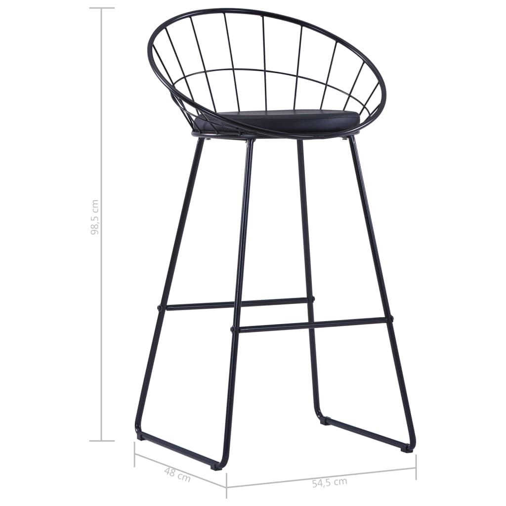 Taburete De Barra De Cocina 2 Unidades Cuero Sintético Negro_5