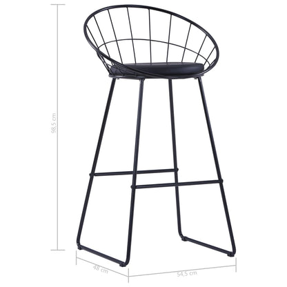 Taburete De Barra De Cocina 2 Unidades Cuero Sintético Negro_5