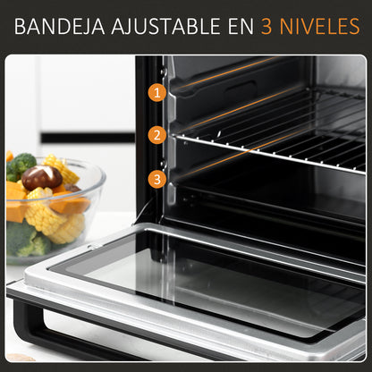Homcom Mini Horno Eléctrico 32l 1600w 52,2x38,1x33,5 Cm Negro_5