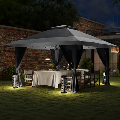 Outsunny Carpa Plegable 3,6x3,6 M Con 4 Paredes Laterales De Malla Anti-uv Gris_4