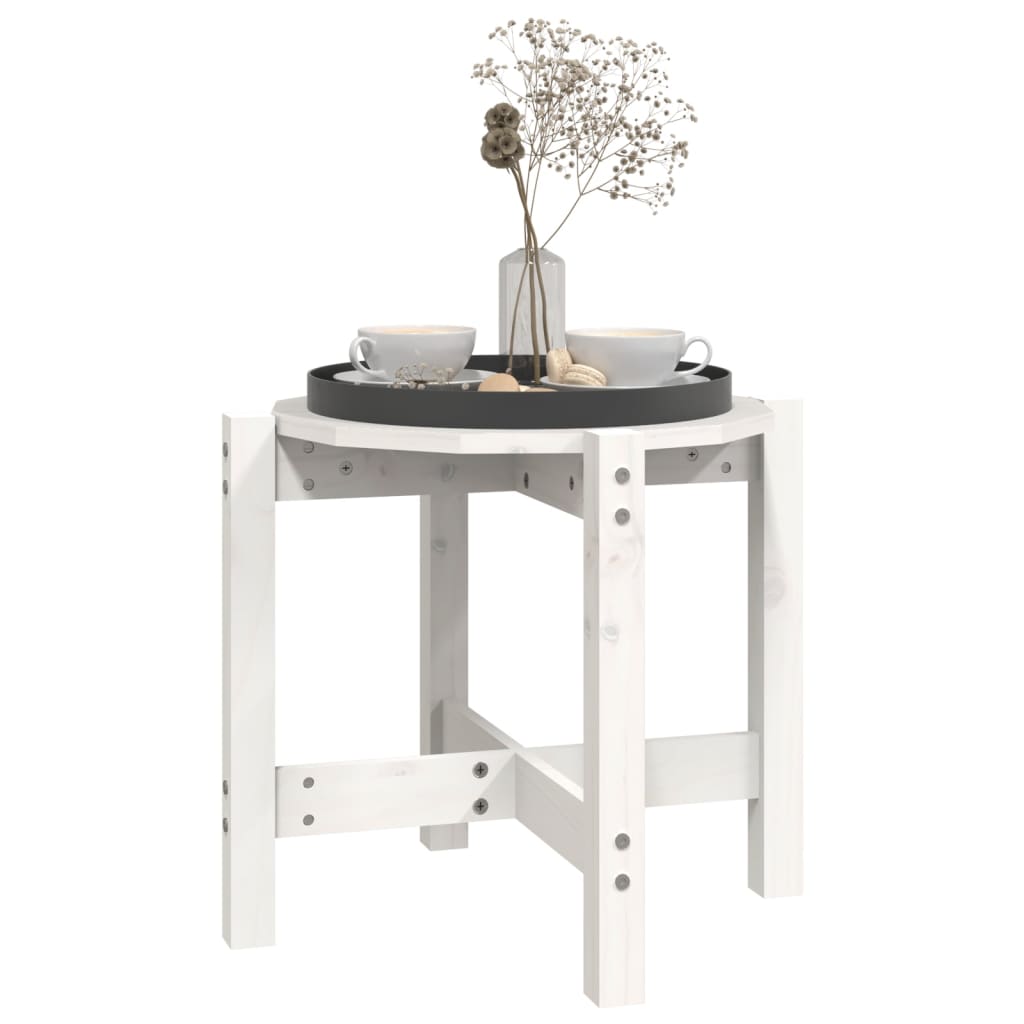 Mesa De Centro De Madera Maciza De Pino Blanco Ø52,5x45 Cm_2