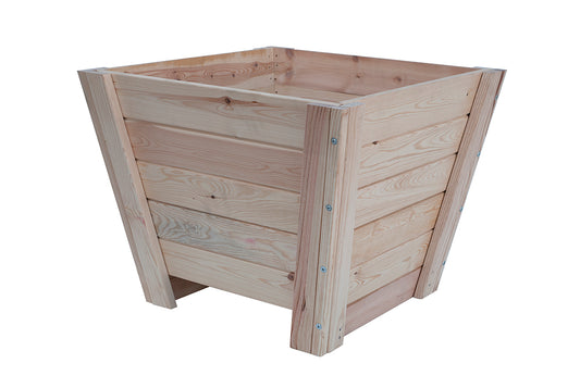 Macetero Abril Cuadrado De Madera Natural De 80 X 80 X 63 Cm 10° 215l, Para Interior, Incluye Bolsa Geotextil..