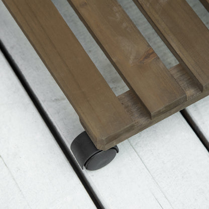 Outsunny Pack De 2 Plataformas Con Ruedas Para Macetas Exterior Interior Marrón_4