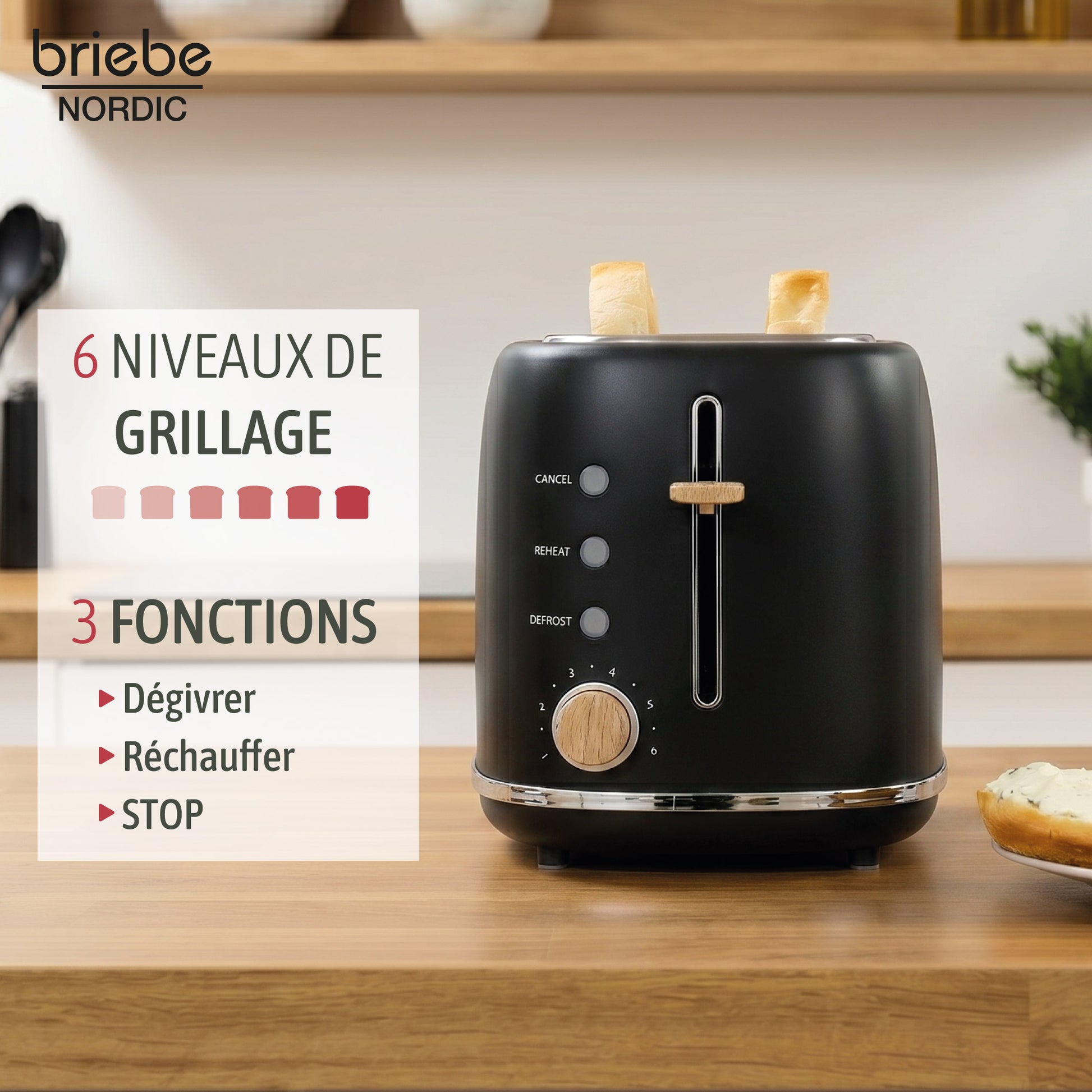 Briebe Nordic Set Cafetera Espresso 20 Bares, Tostadora Pan 2 Rebanadas, Hervidor Eléctrico Agua 1,7l, Skt1209blk, Negro_4