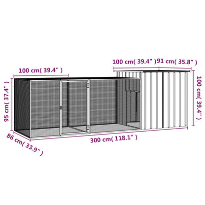 Vidaxl Gallinero De Acero Galvanizado Gris 300x91x100 Cm_2