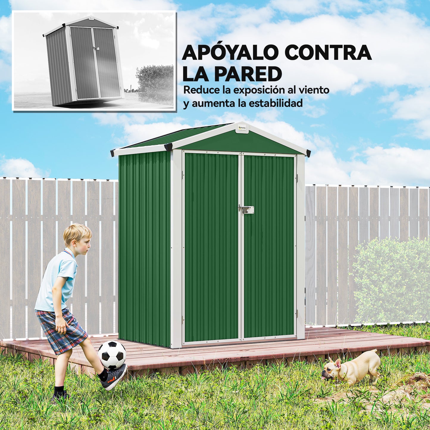 Outsunny Caseta De Jardín Exterior 1,1 M² 133x87x178 Cm Puertas Abatibles Verde_5