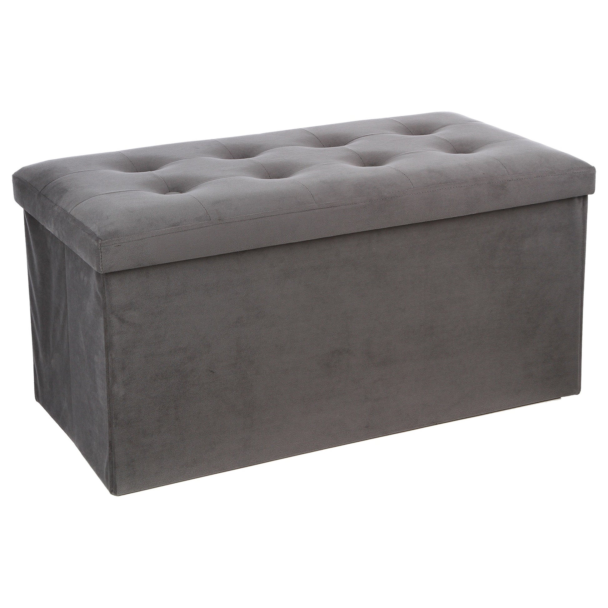 Puff Plegable Doble 'lysandre' Gris Efecto Terciopelo_0