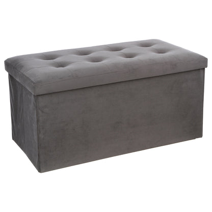 Puff Plegable Doble 'lysandre' Gris Efecto Terciopelo_0