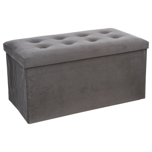 Puff Plegable Doble 'lysandre' Gris Efecto Terciopelo_0