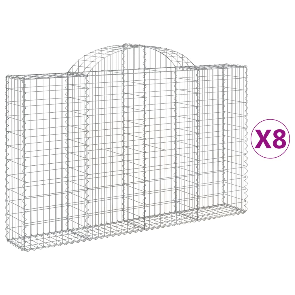Cestas De Gaviones 8 Uds Forma De Arco Hierro 200x30x120/140 Cm_0