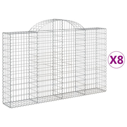 Cestas De Gaviones 8 Uds Forma De Arco Hierro 200x30x120/140 Cm_0