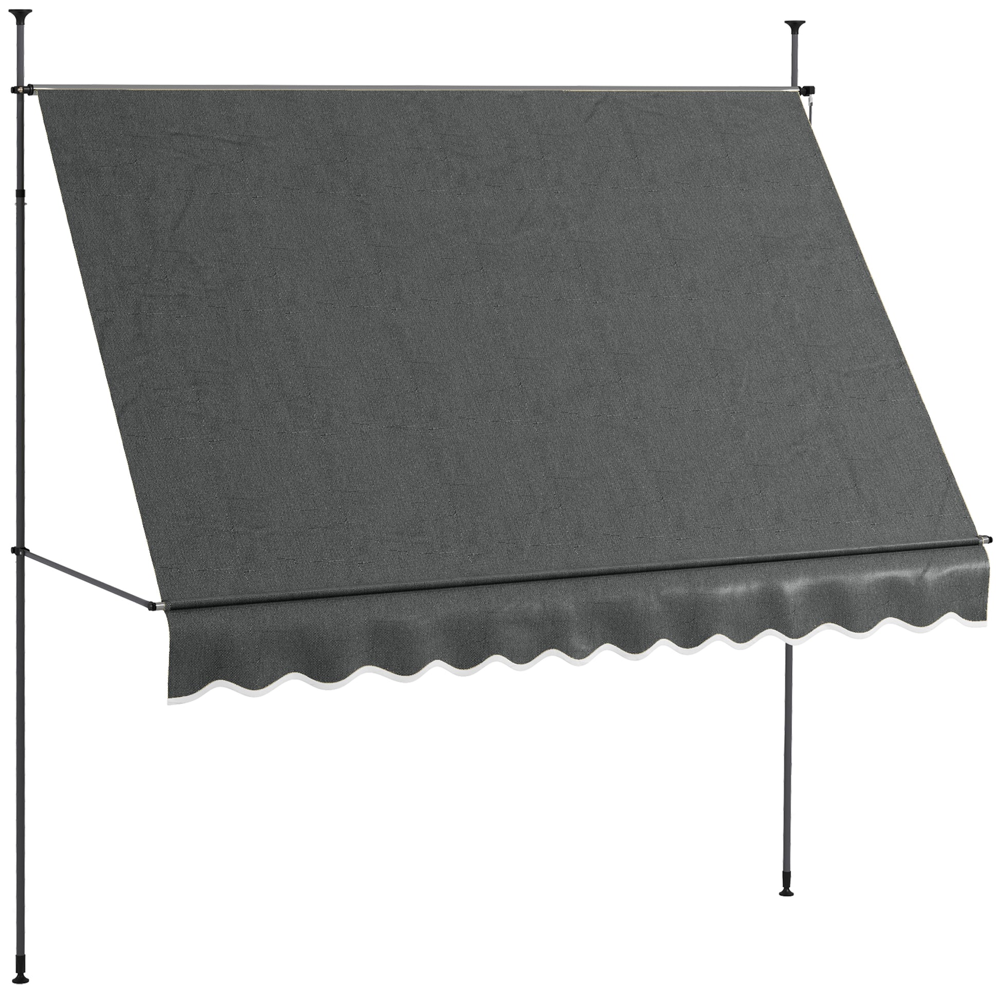 Outsunny Toldo Manual Retráctil 300x120x210-300 Cm Con Manivela Gris Oscuro_0