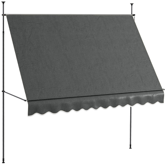 Outsunny Toldo Manual Retráctil 300x120x210-300 Cm Con Manivela Gris Oscuro_0