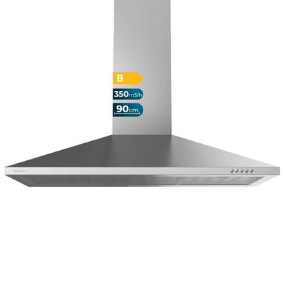 Campana Extractora 90 Cm Piramidal Bolero Flux Pm 903500 Inox B. Motor 65w, Acabado Inox, Succión 350m3/h, Control Mecánico, 3 Niveles De Potencia,_0