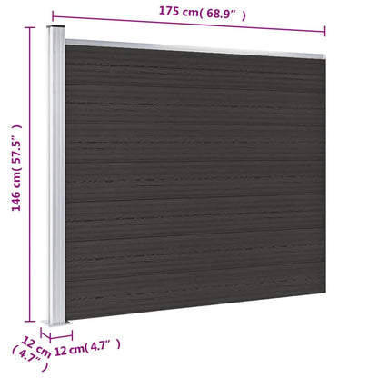 Panel De Valla Wpc Negro 175x146 Cm / Vetonek_5
