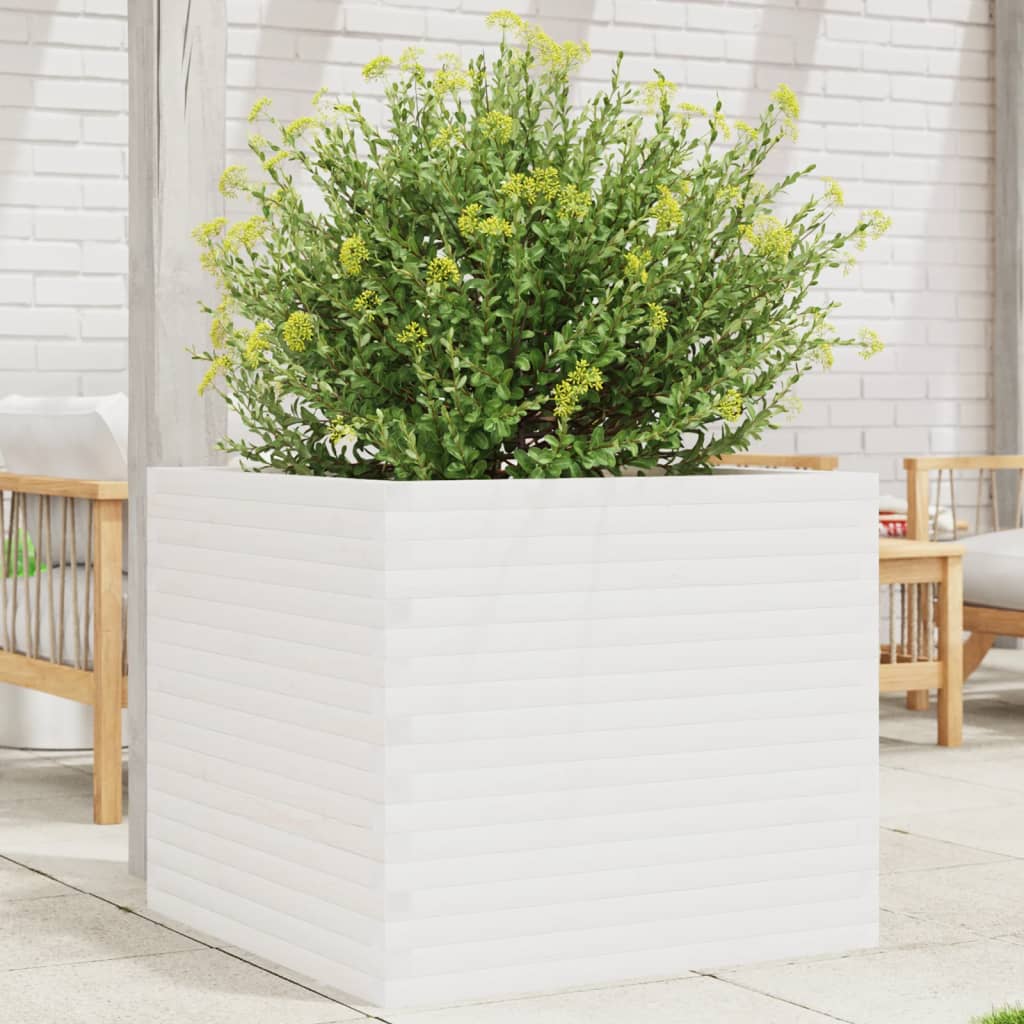 Jardinera Madera Maciza De Pino Blanco 80x80x68,5 Cm_1