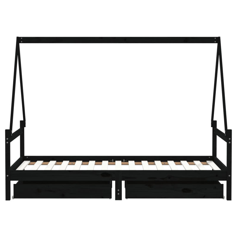 Vidaxl Estructura Cama Infantil Y Cajones Madera Pino Negro 90x190 Cm_5