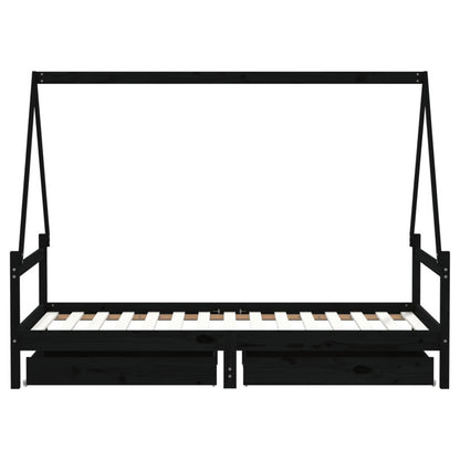 Vidaxl Estructura Cama Infantil Y Cajones Madera Pino Negro 90x190 Cm_5