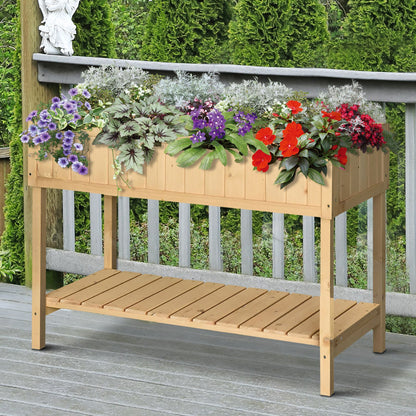 Outsunny Huerto Urbano Elevada De Madera Con Estante 120x60x81 Cm Natural_1