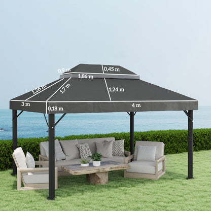 Outsunny Techo De Repuesto Para Cenador 4x3 M Con Techo Doble Anti-uv Gris_2