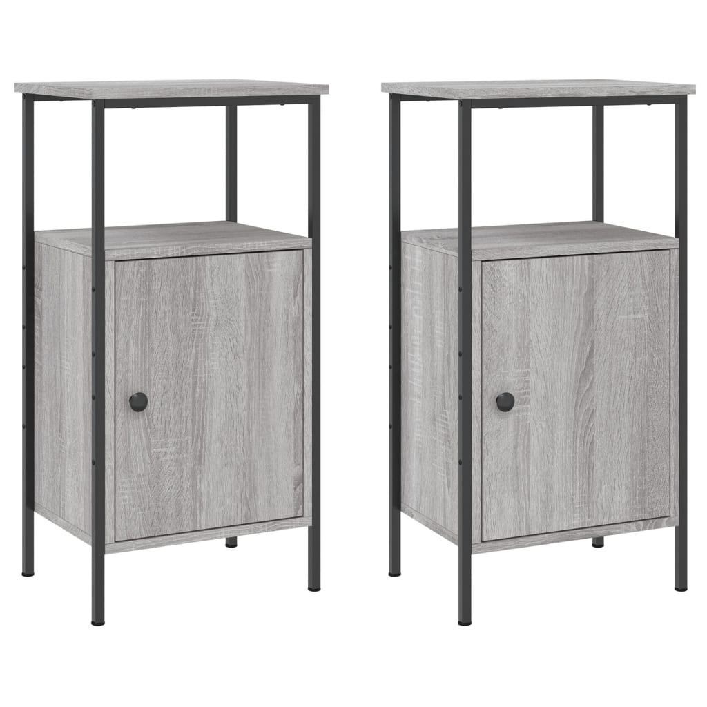 Mesitas De Noche 2 Uds Madera Ingeniería Gris Sonoma 41x31x80cm_0