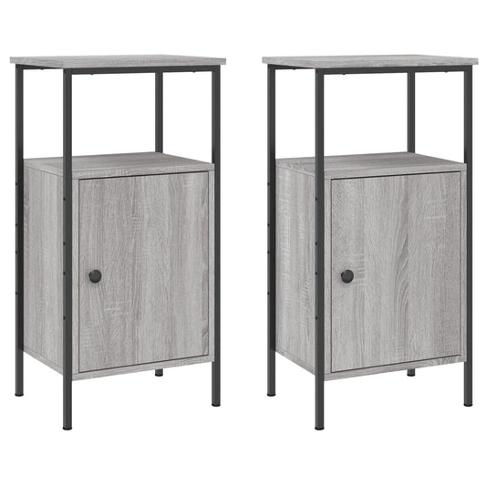 Mesitas De Noche 2 Uds Madera Ingeniería Gris Sonoma 41x31x80cm_0