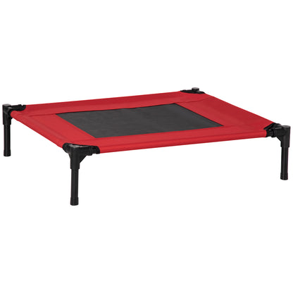 Pawhut Cama Elevada Perros Con Malla Transpirable Tela Oxford 76x61x18 Cm Rojo_0