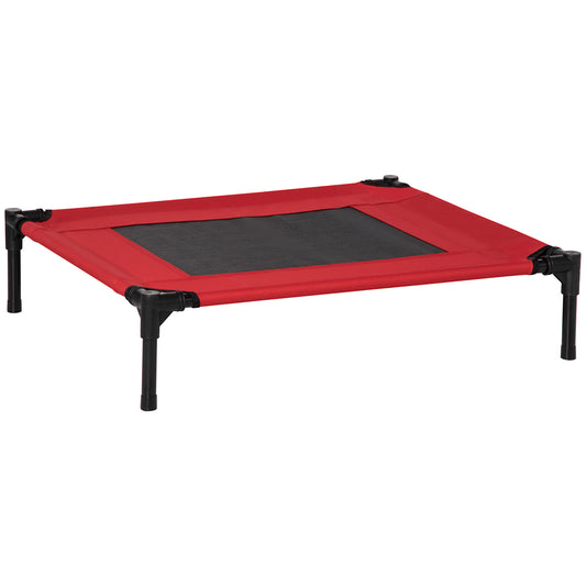 Pawhut Cama Elevada Perros Con Malla Transpirable Tela Oxford 76x61x18 Cm Rojo_0