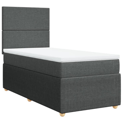 Cama Box Spring Con Colchón Tela Gris Oscuro 90x190 Cm / Vetonek_0