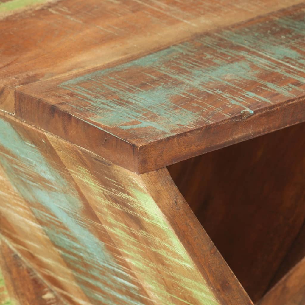 Mesa Auxiliar Madera Maciza Reciclada 35x35x55 Cm_2