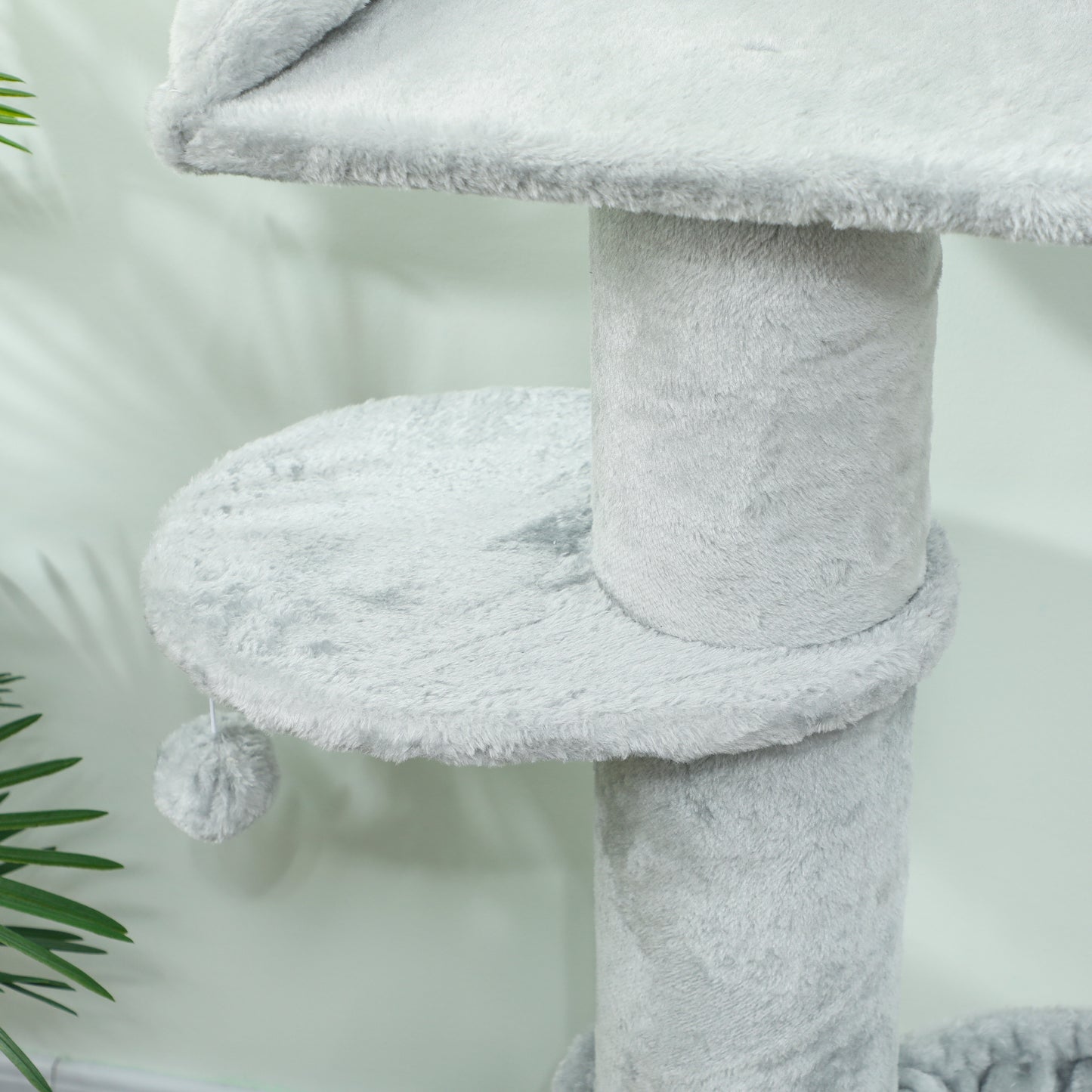 Pawhut Árbol Rascador Para Gatos 103,5 Cm Con Cama Hamaca Bola Gris Claro_3
