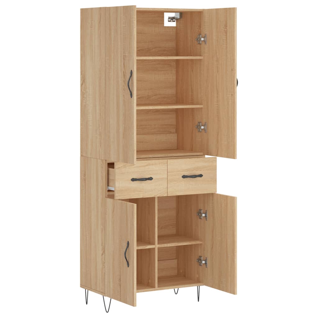 Aparador Alto Madera Contrachapada Color Roble 69,5x34x180 Cm_3