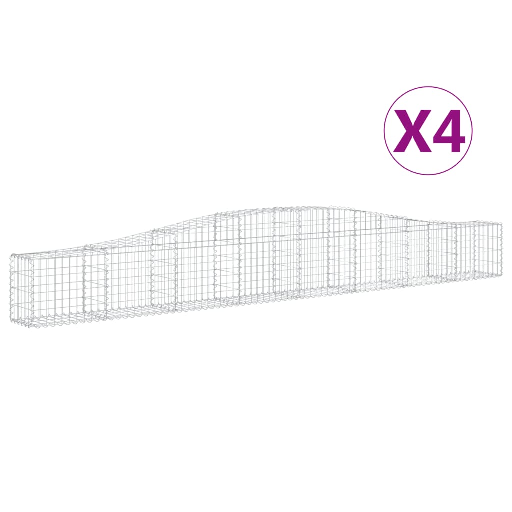 Cestas De Gaviones 4 Uds Forma De Arco Hierro 400x30x40/60 Cm_0