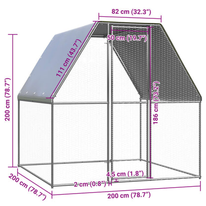 Vidaxl Jaula Gallinero De Exterior De Acero Galvanizado 2x2x2 M_3